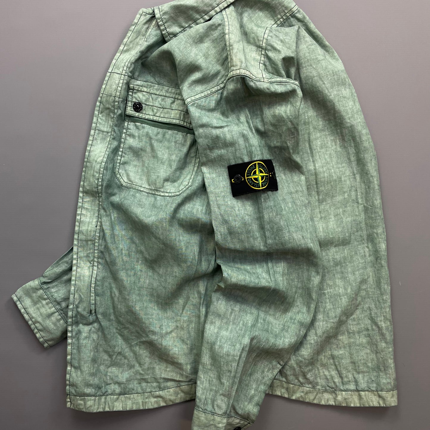 Stone Island Green SS14 Lino Flax Overshirt Jacket