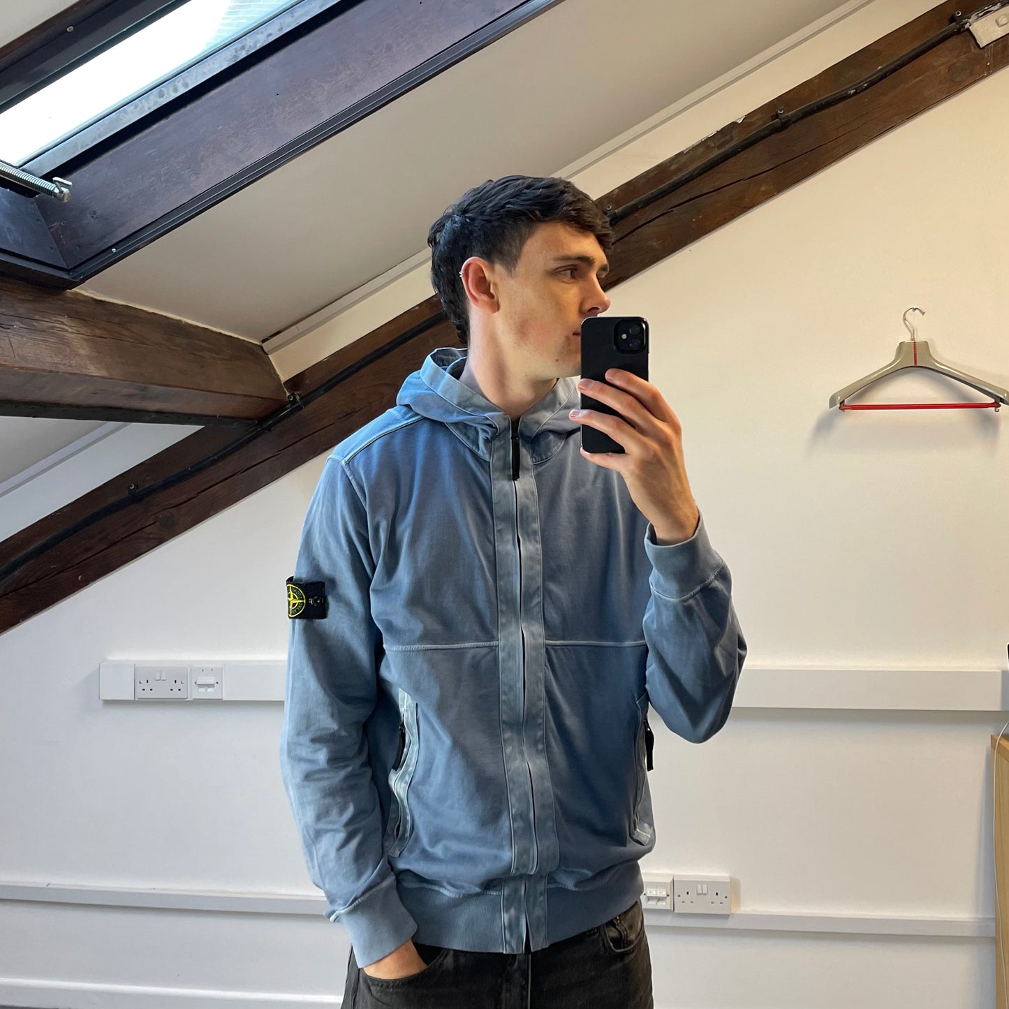 Stone Island Blue Two-Tone SS14 Lightweight Hoodie