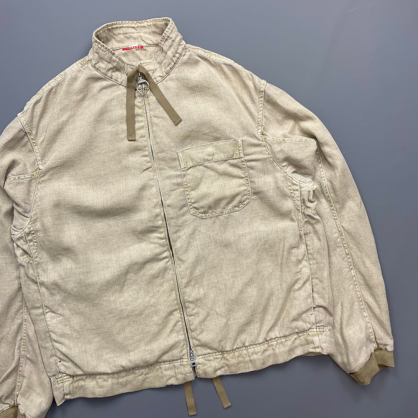Prada Beige Linen Zip-Through Lightweight Jacket