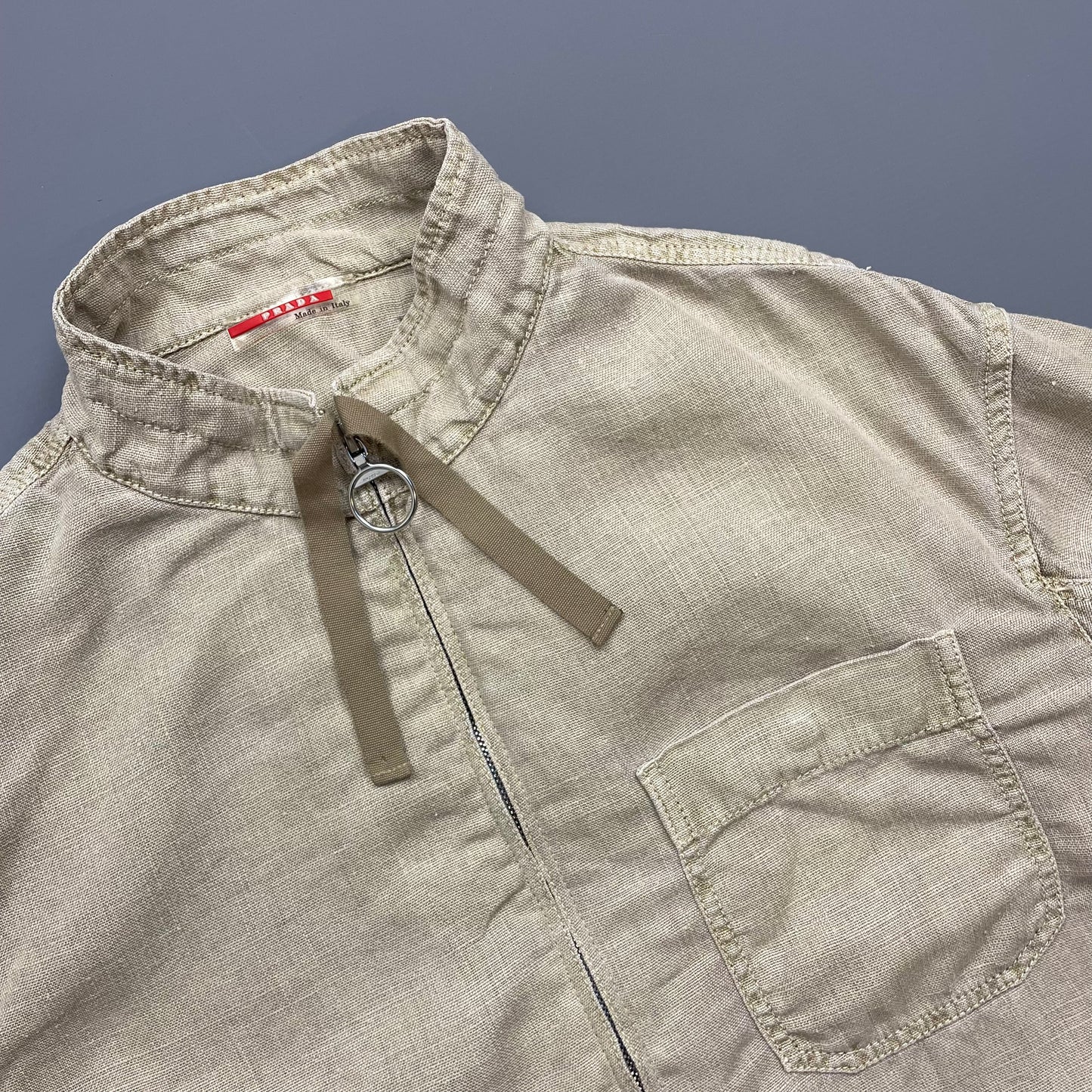 Prada Beige Linen Zip-Through Lightweight Jacket