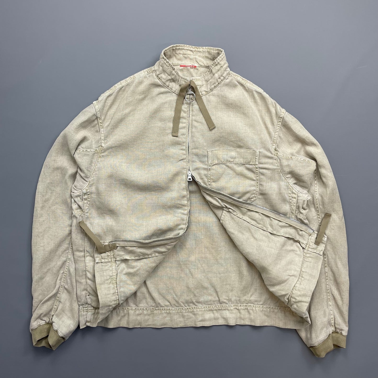 Prada Beige Linen Zip-Through Lightweight Jacket