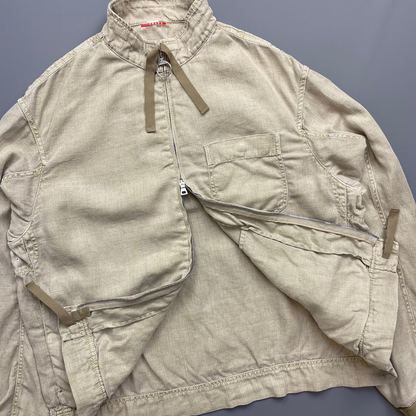 Prada Beige Linen Zip-Through Lightweight Jacket