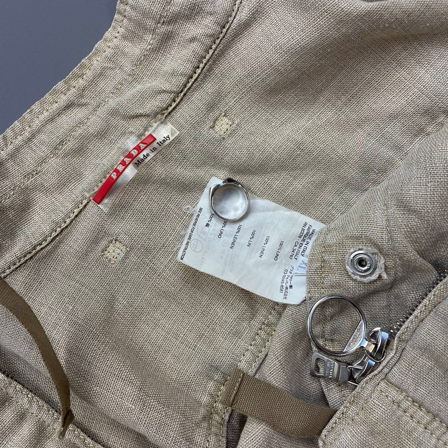 Prada Beige Linen Zip-Through Lightweight Jacket