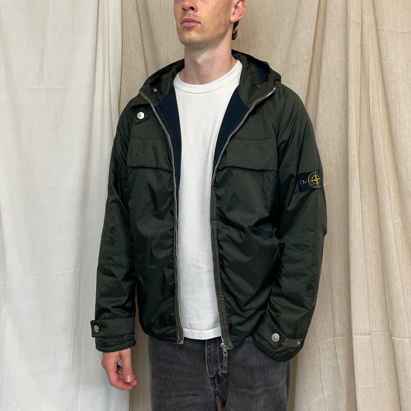 Stone Island Forest Green SS00 Lined Hooded Nylon Paul Harvey Jacket