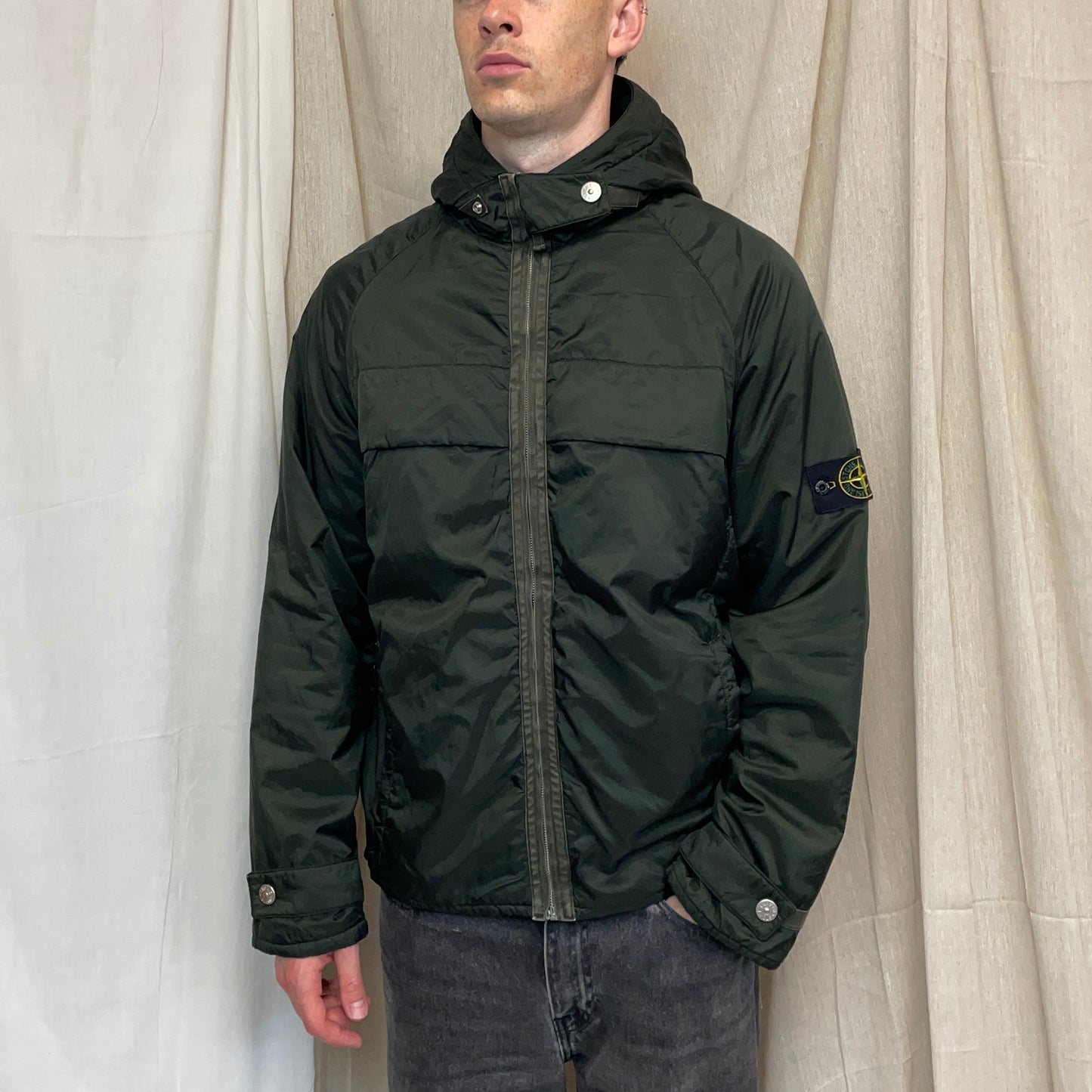 Stone Island Forest Green SS00 Lined Hooded Nylon Paul Harvey Jacket