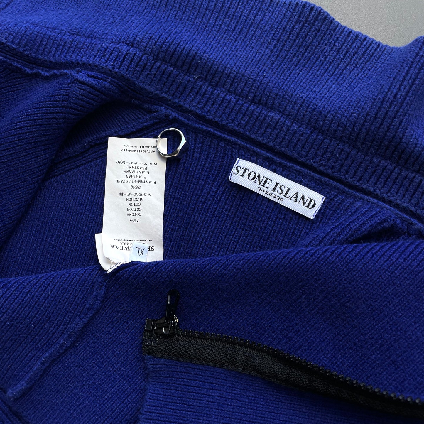 Stone Island Blue AW08 Zip-Through Knit Cardigan Jacket