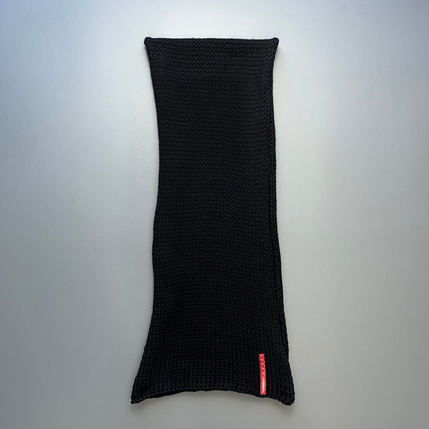 Prada Sport Black 00s Chunky Wool Knit Scarf