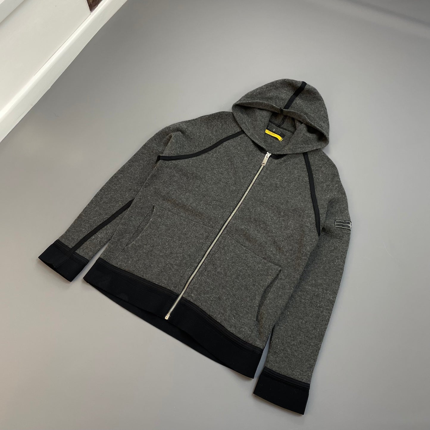 Stone Island Denims AW09 Grey Zip-Through Wool Knit Hoodie