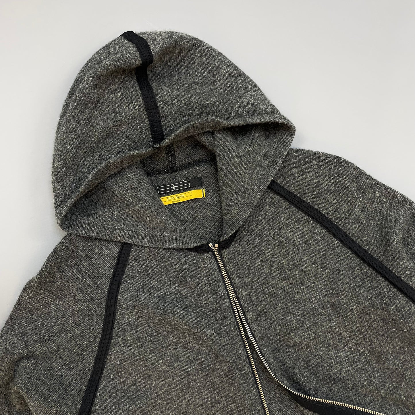 Stone Island Denims AW09 Grey Zip-Through Wool Knit Hoodie