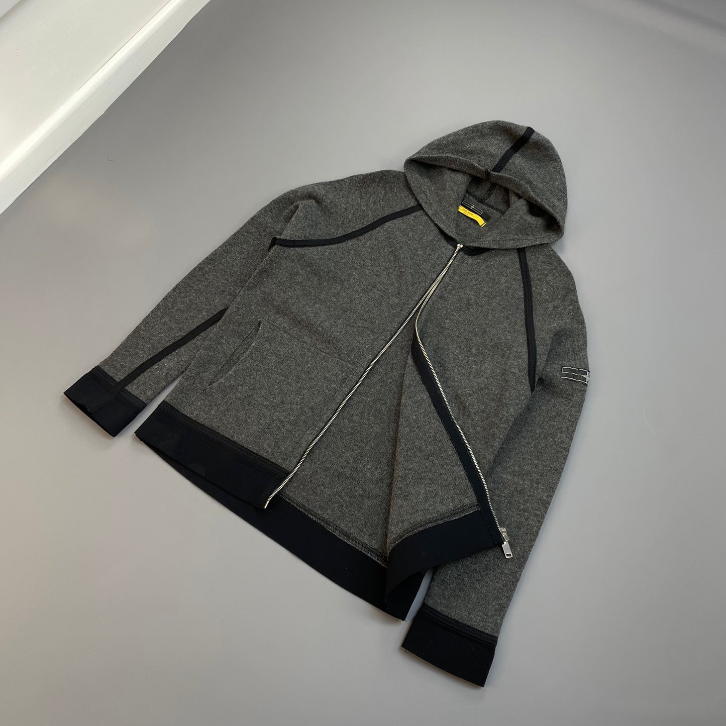 Stone Island Denims AW09 Grey Zip-Through Wool Knit Hoodie