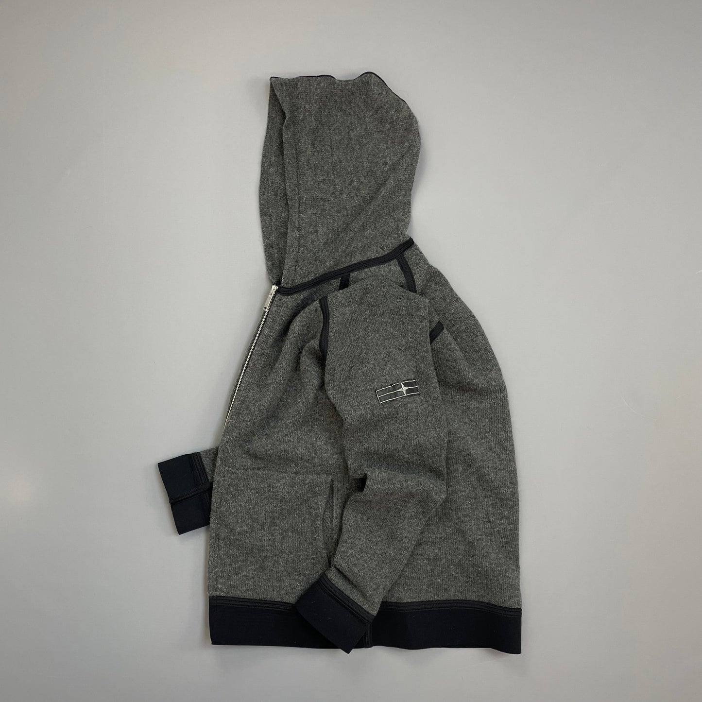 Stone Island Denims AW09 Grey Zip-Through Wool Knit Hoodie