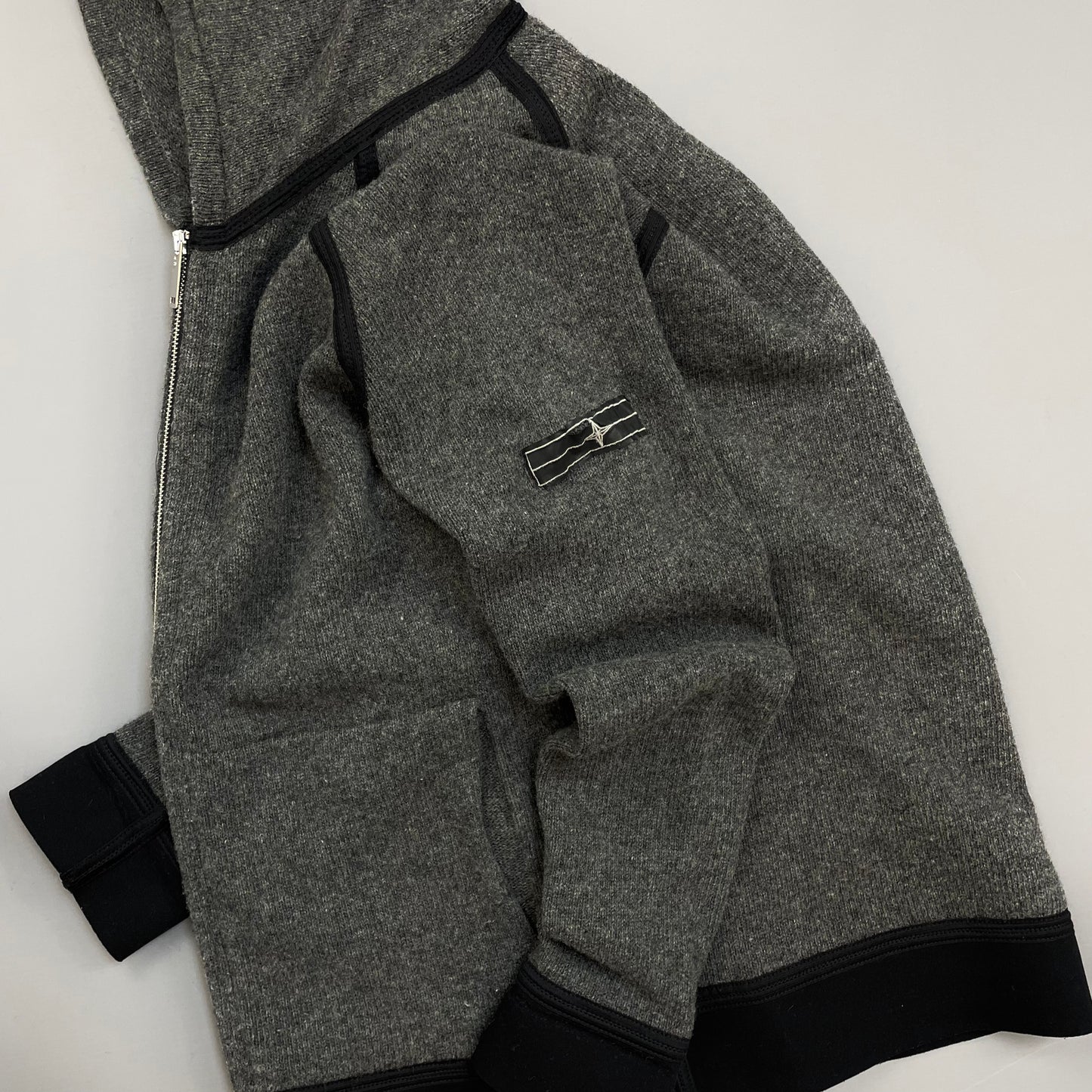 Stone Island Denims AW09 Grey Zip-Through Wool Knit Hoodie