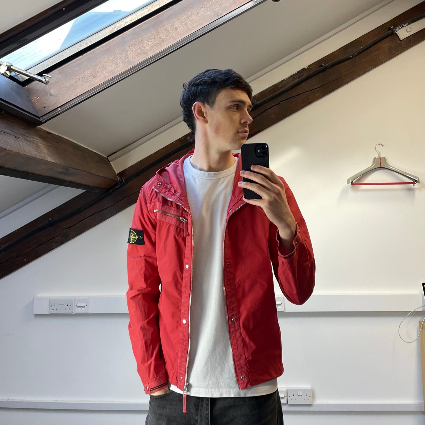 Stone Island Red Spalmatura Nylon Hooded Jacket SS09