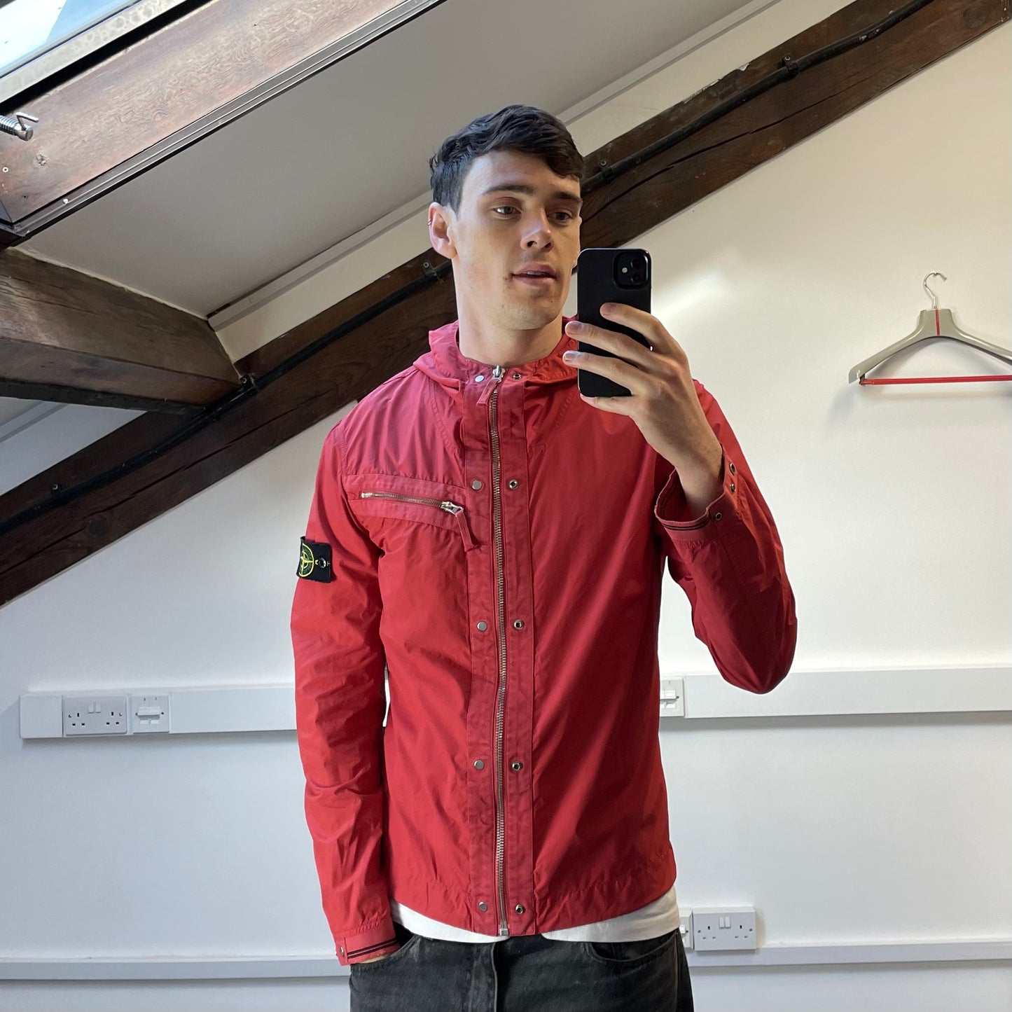 Stone Island Red Spalmatura Nylon Hooded Jacket SS09
