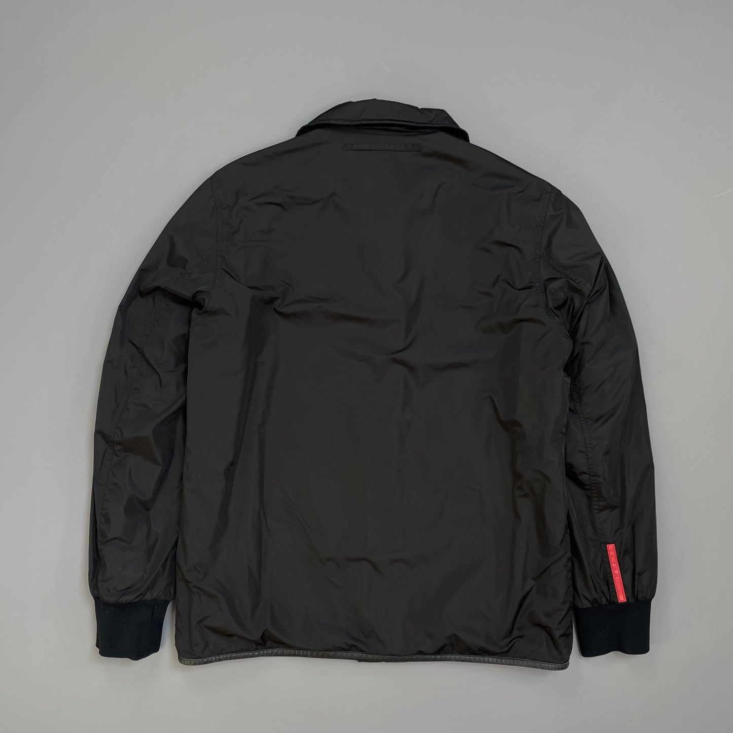 Prada Sport Black 00s Leather Trim Nylon Padded Jacket