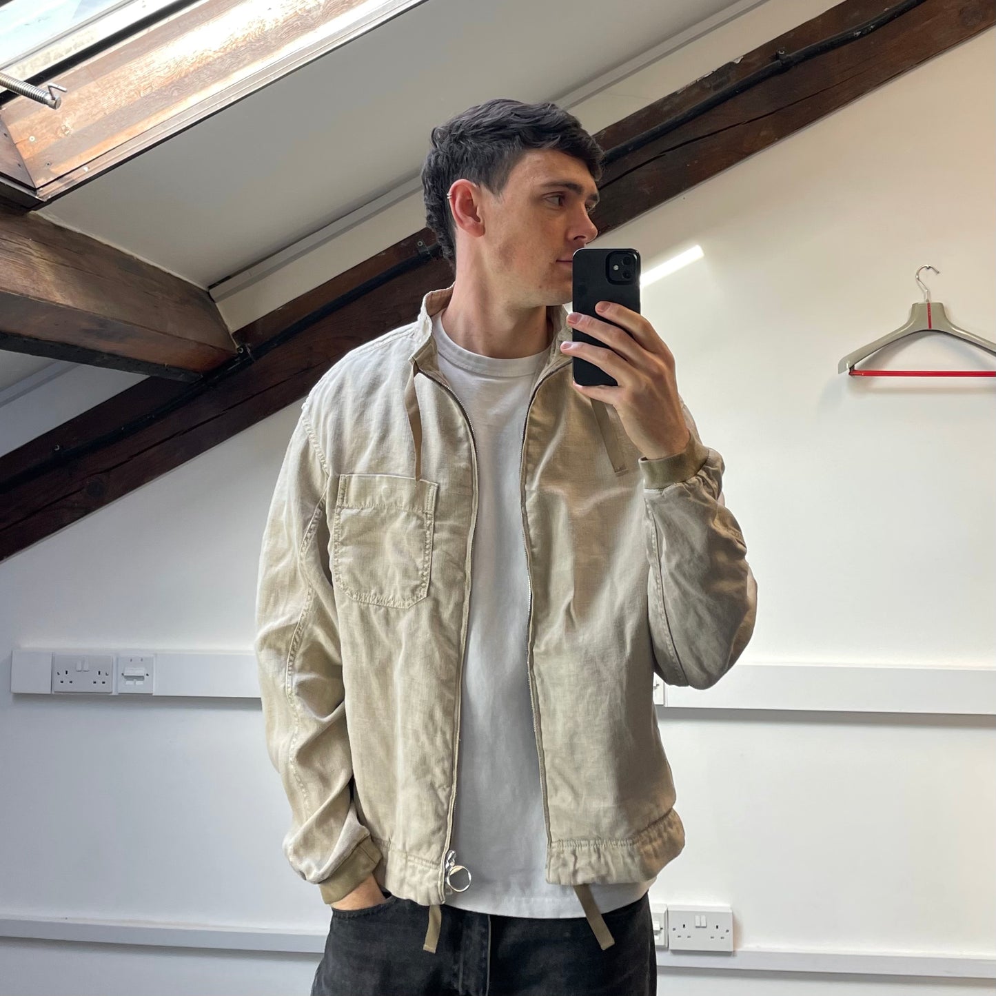 Prada Beige Linen Zip-Through Lightweight Jacket