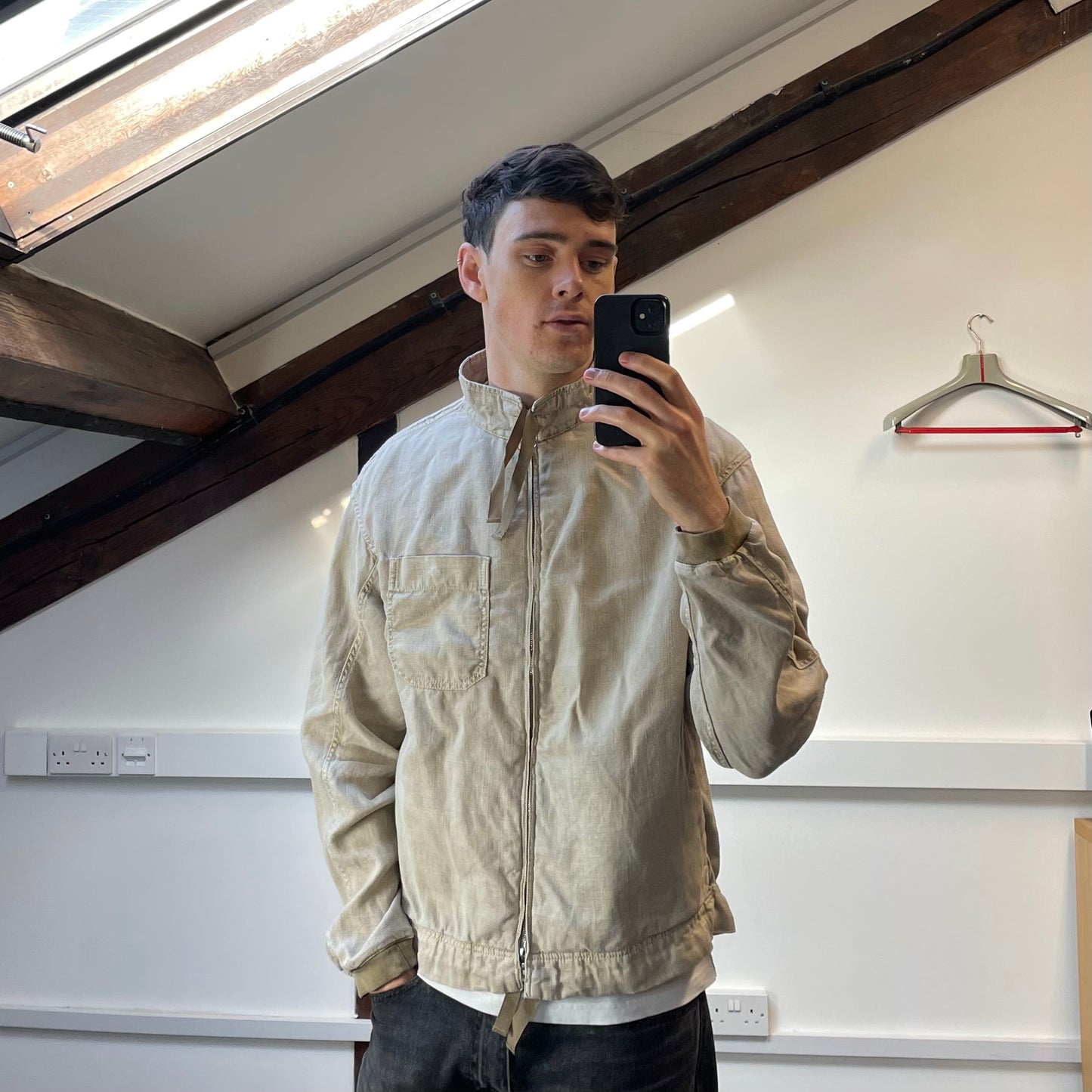 Prada Beige Linen Zip-Through Lightweight Jacket