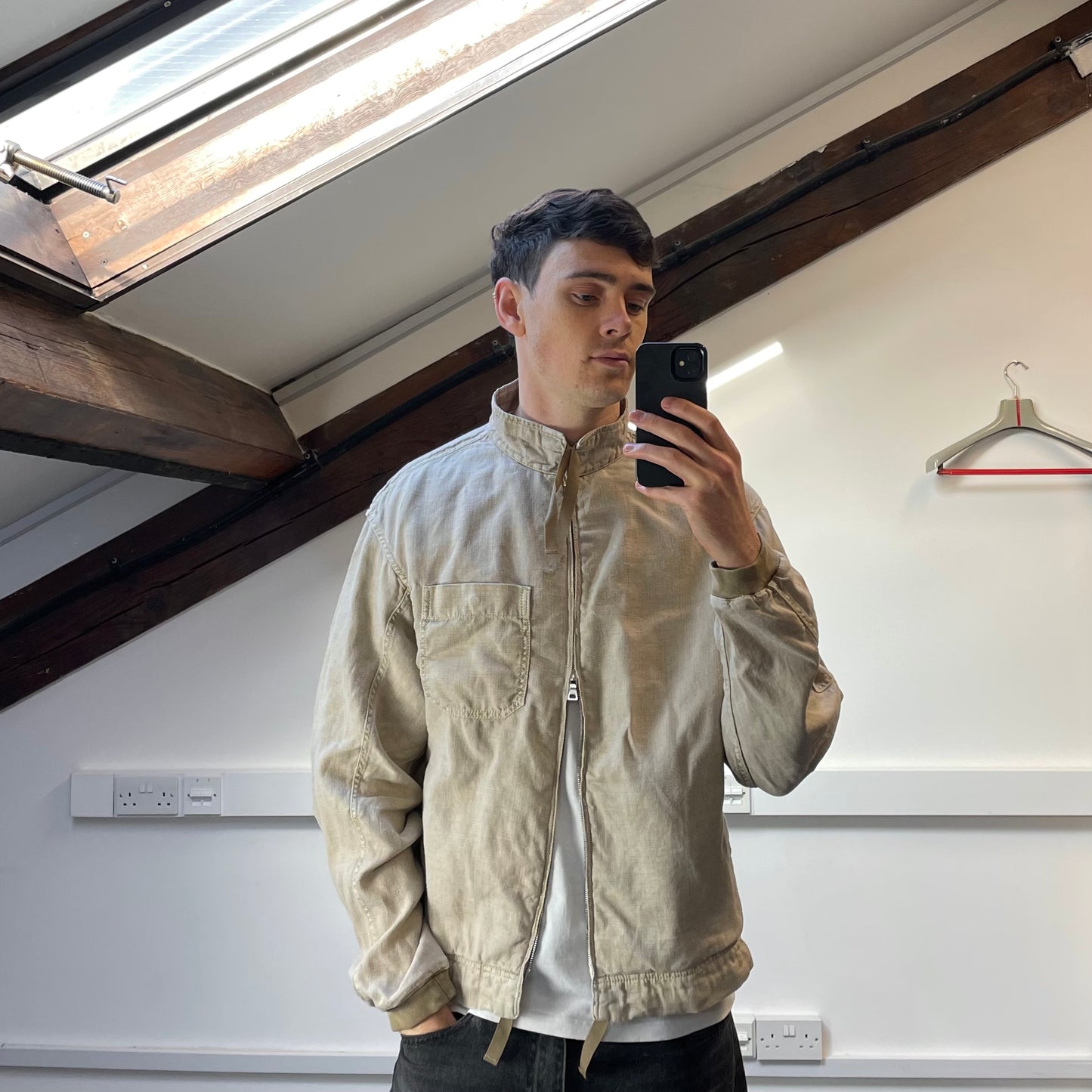 Prada Beige Linen Zip-Through Lightweight Jacket
