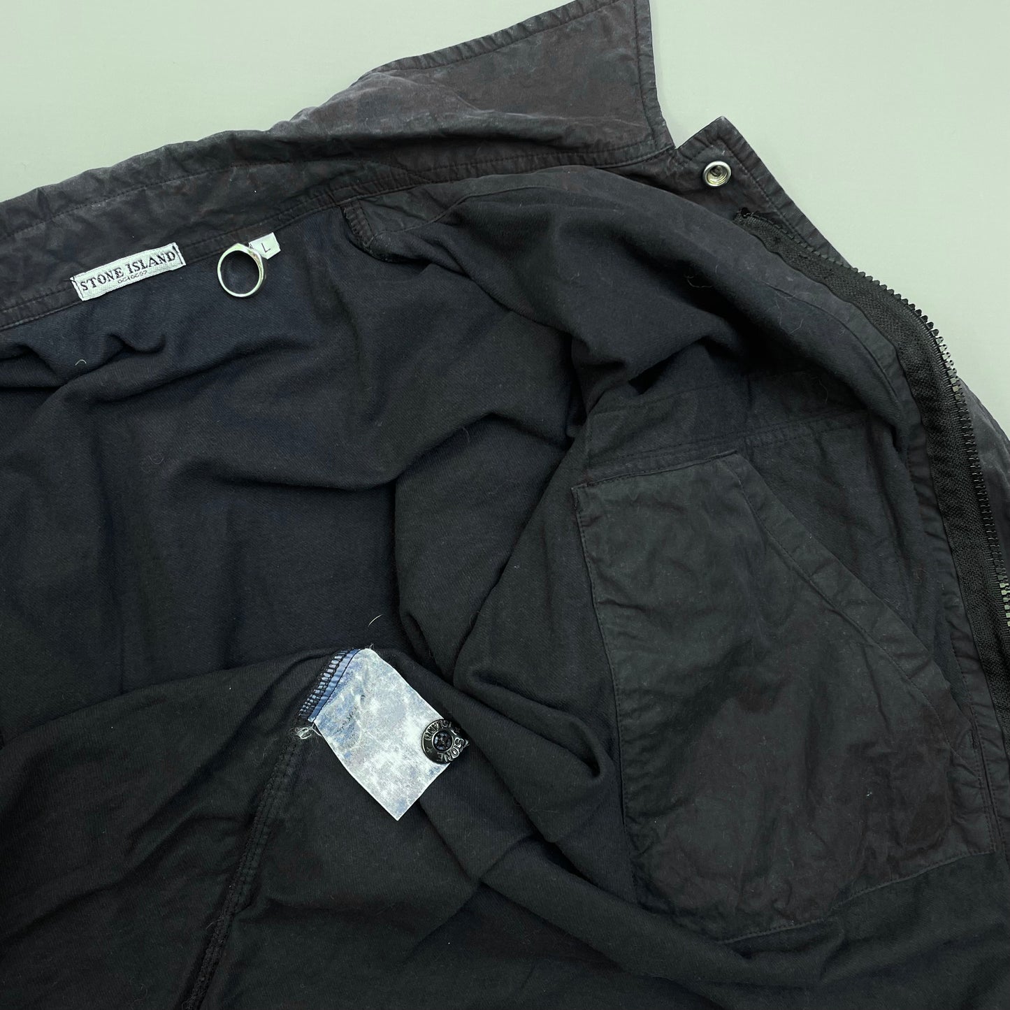 Stone Island Navy 00s Coated Cotton Lined Zip-Through Workwear Jacket