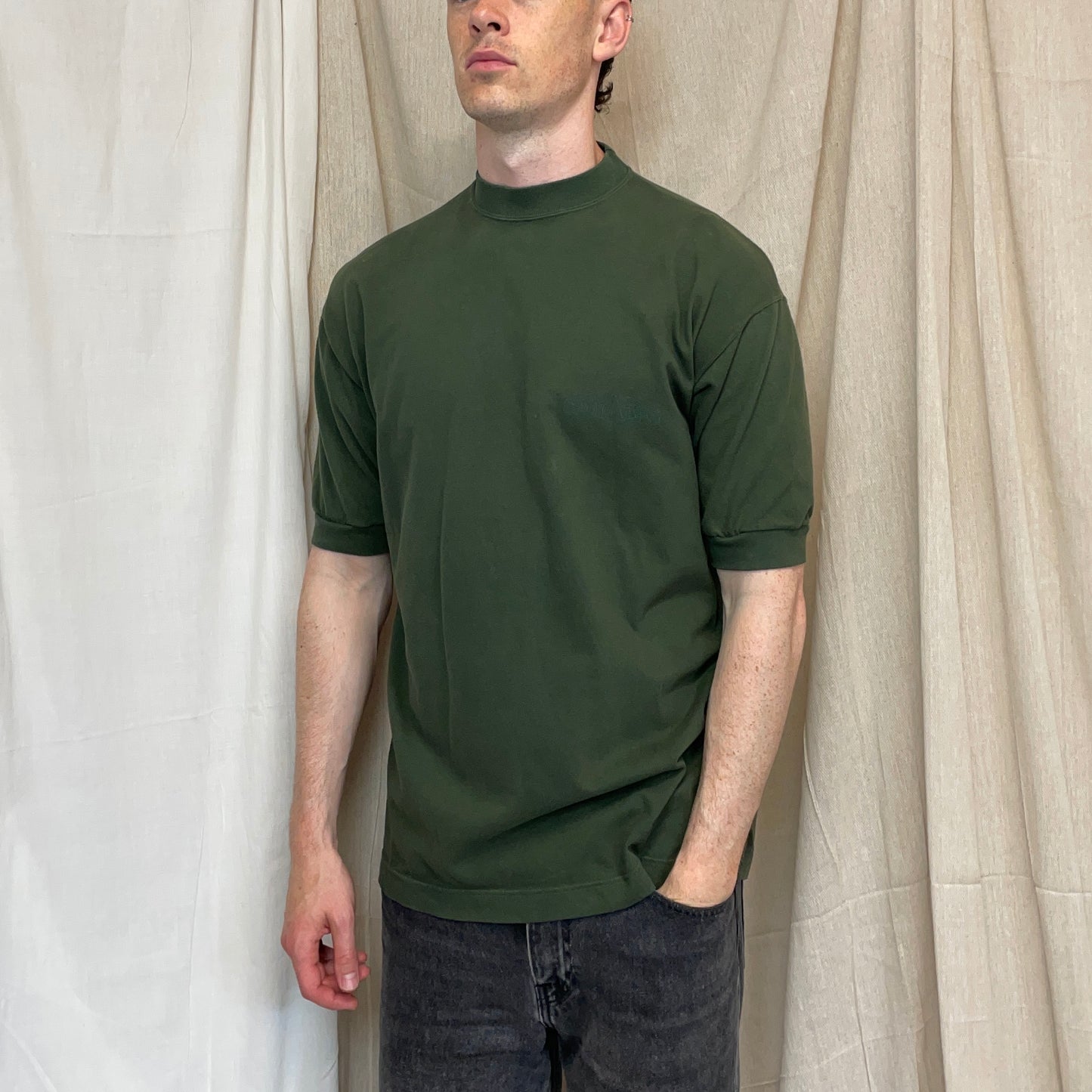 Emporio Armani Green 90s Chest Spellout Jersey T-Shirt
