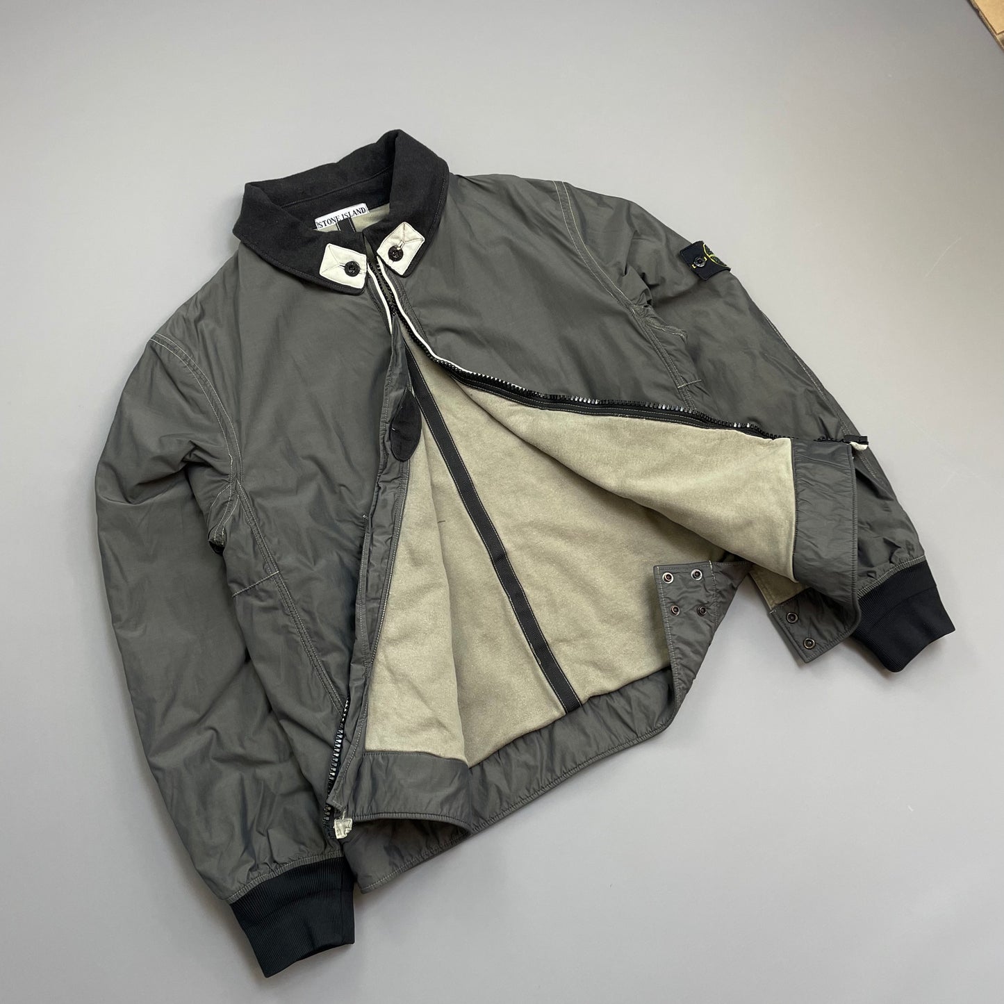 Stone Island Grey AW06 Coated Nylon-Cotton Lined Bomber Jacket
