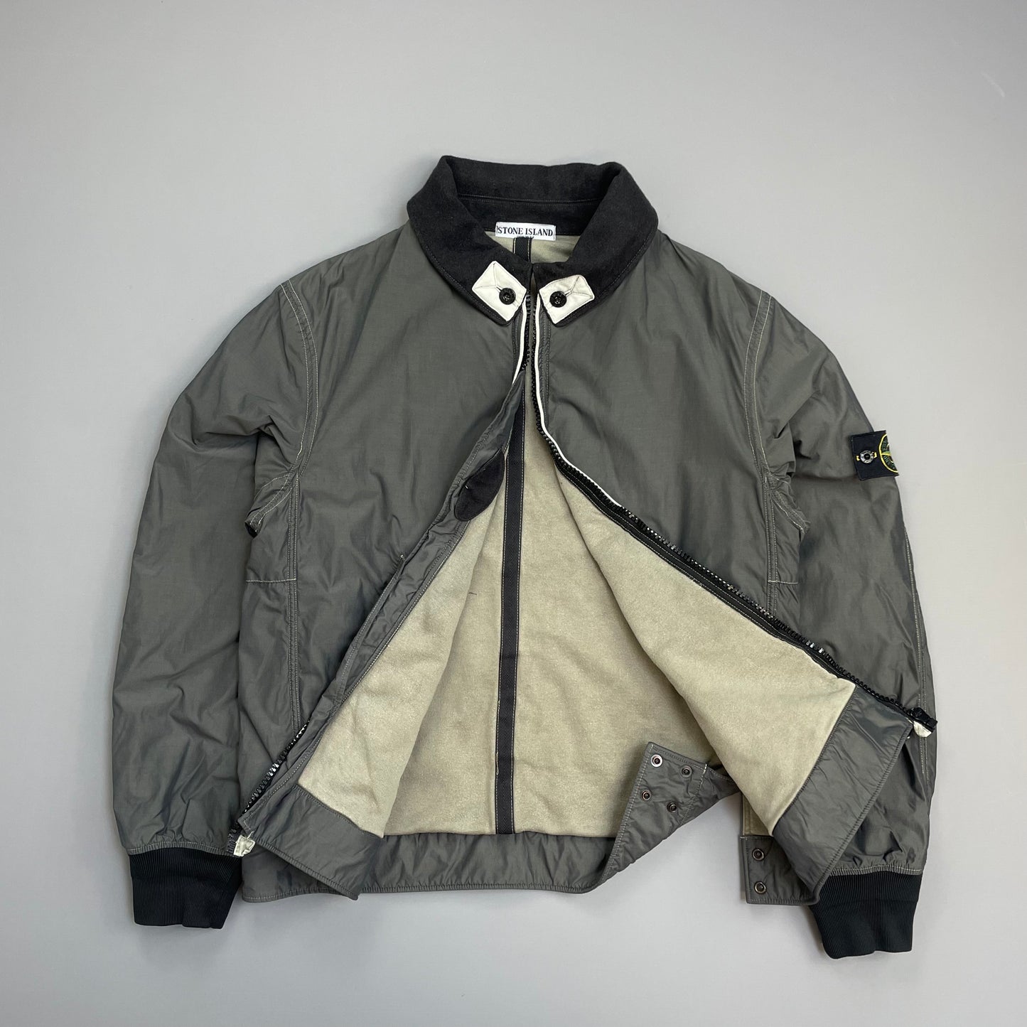 Stone Island Grey AW06 Coated Nylon-Cotton Lined Bomber Jacket