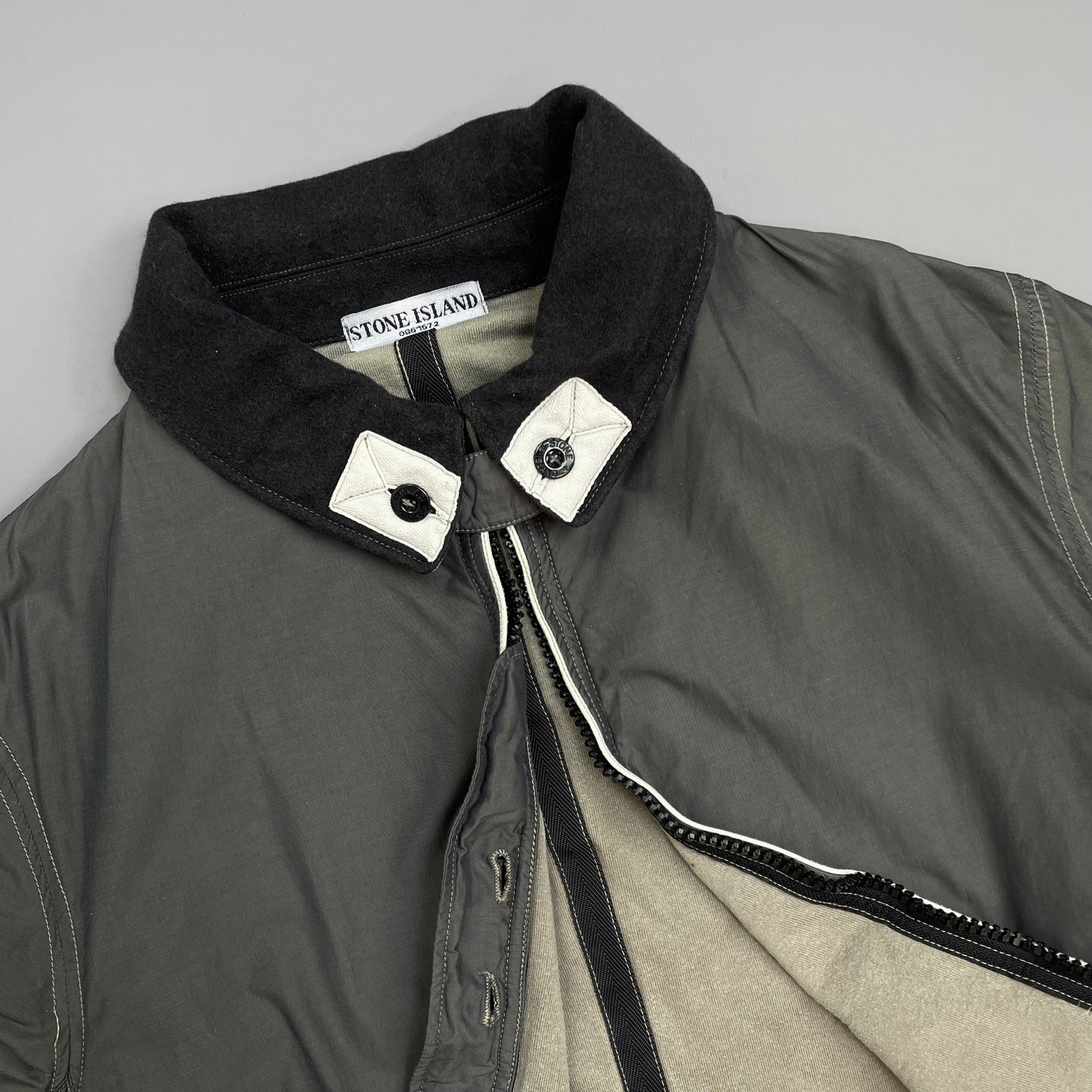 Stone Island Grey AW06 Coated Nylon-Cotton Lined Bomber Jacket
