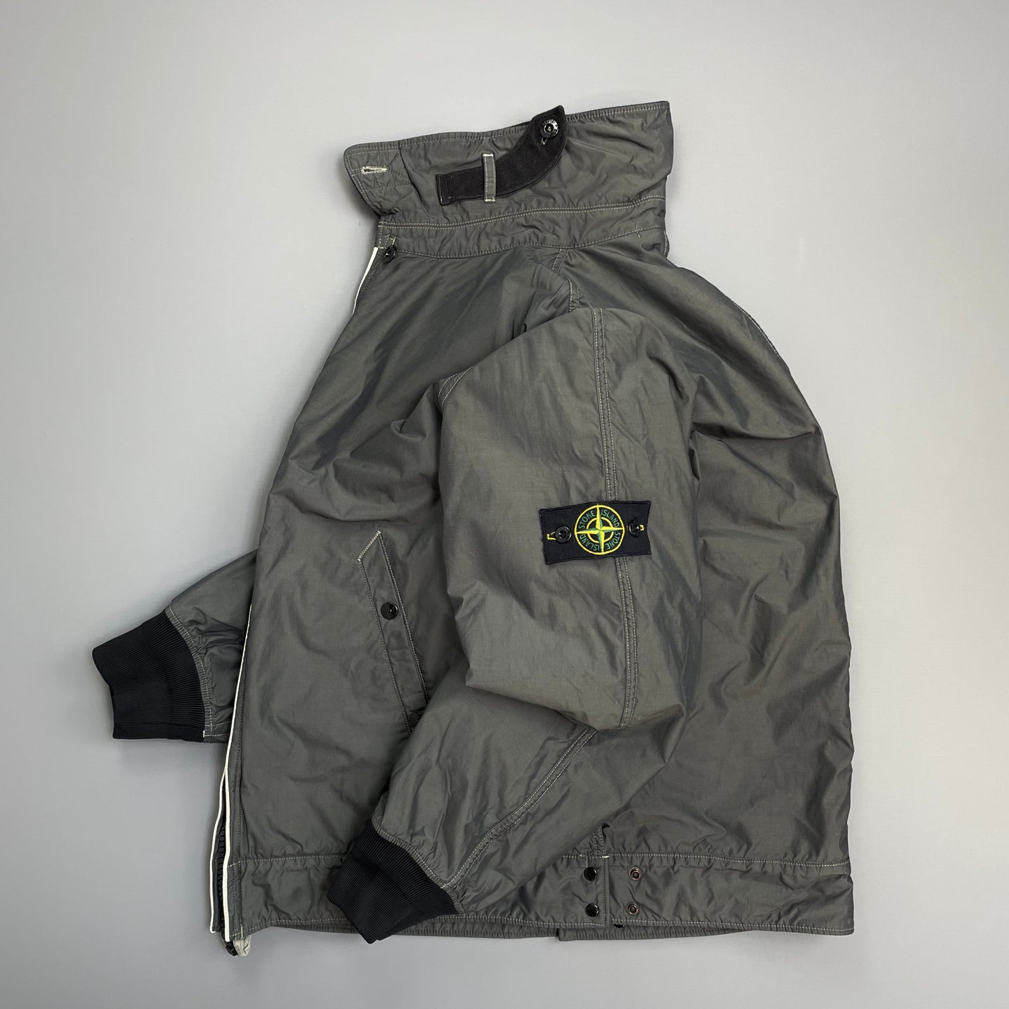 Stone Island Grey AW06 Coated Nylon-Cotton Lined Bomber Jacket