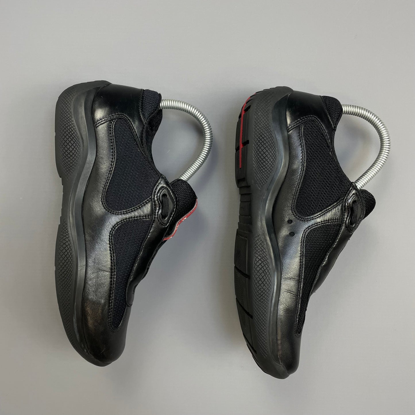 Prada Americas Cup Black Leather Trainers
