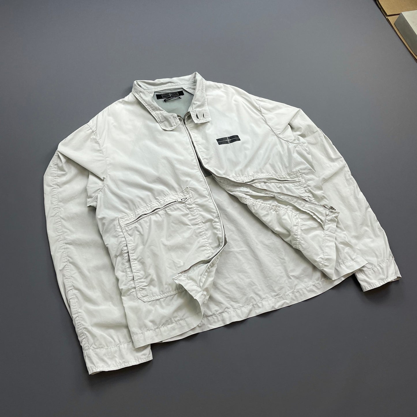 Stone Island Denims White SS07 Coated Cotton Lightweight Harrington Jacket
