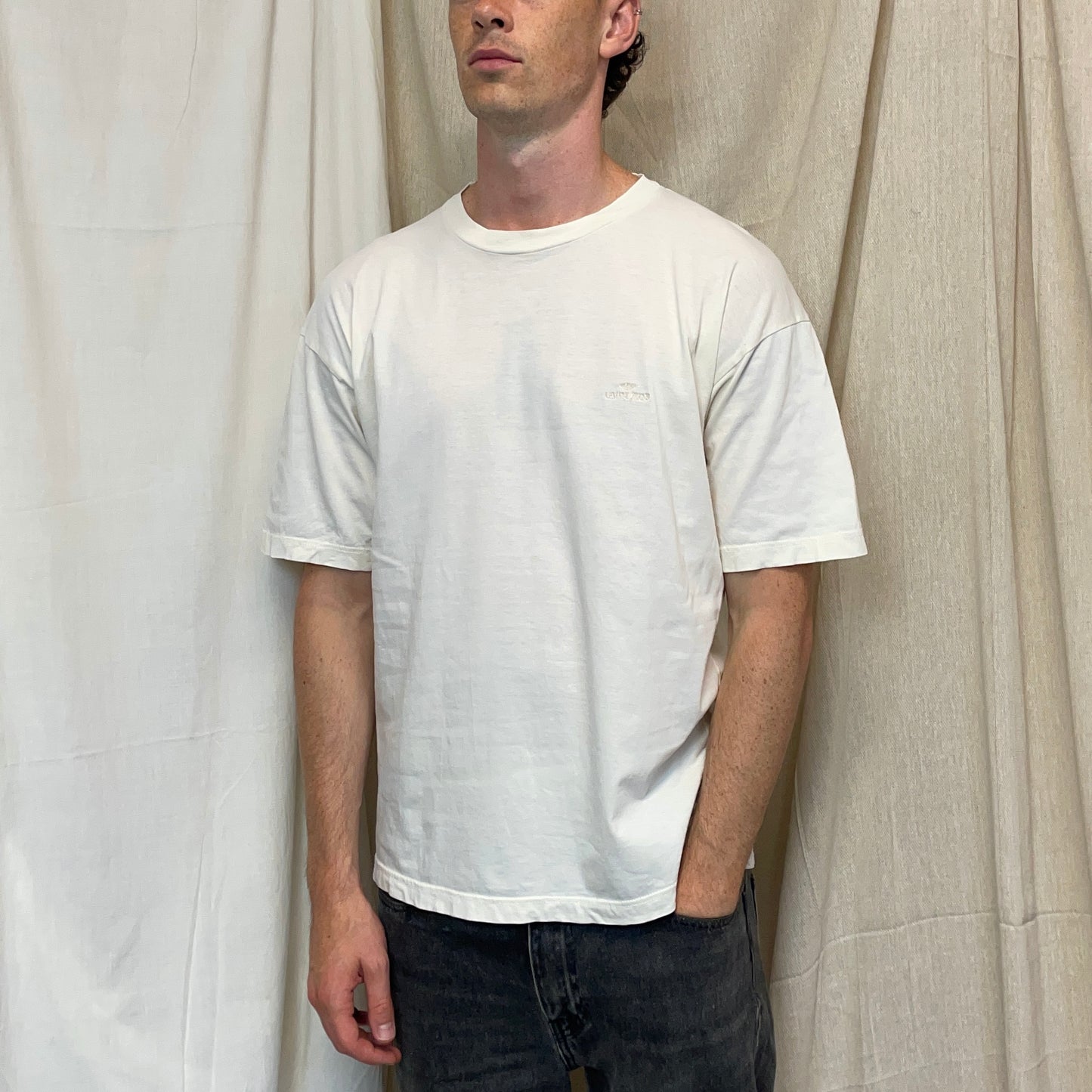Armani Jeans Cream 90s Spellout Lightweight Oversized T-Shirt