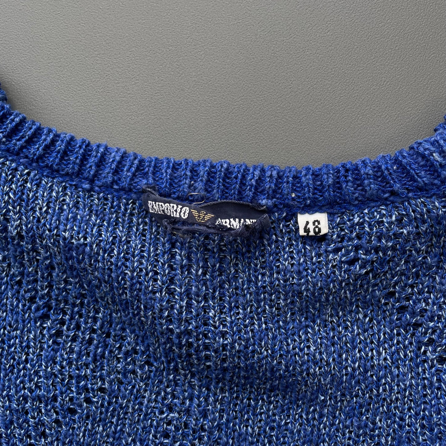 Emporio Armani Blue Knit Crewneck Jumper