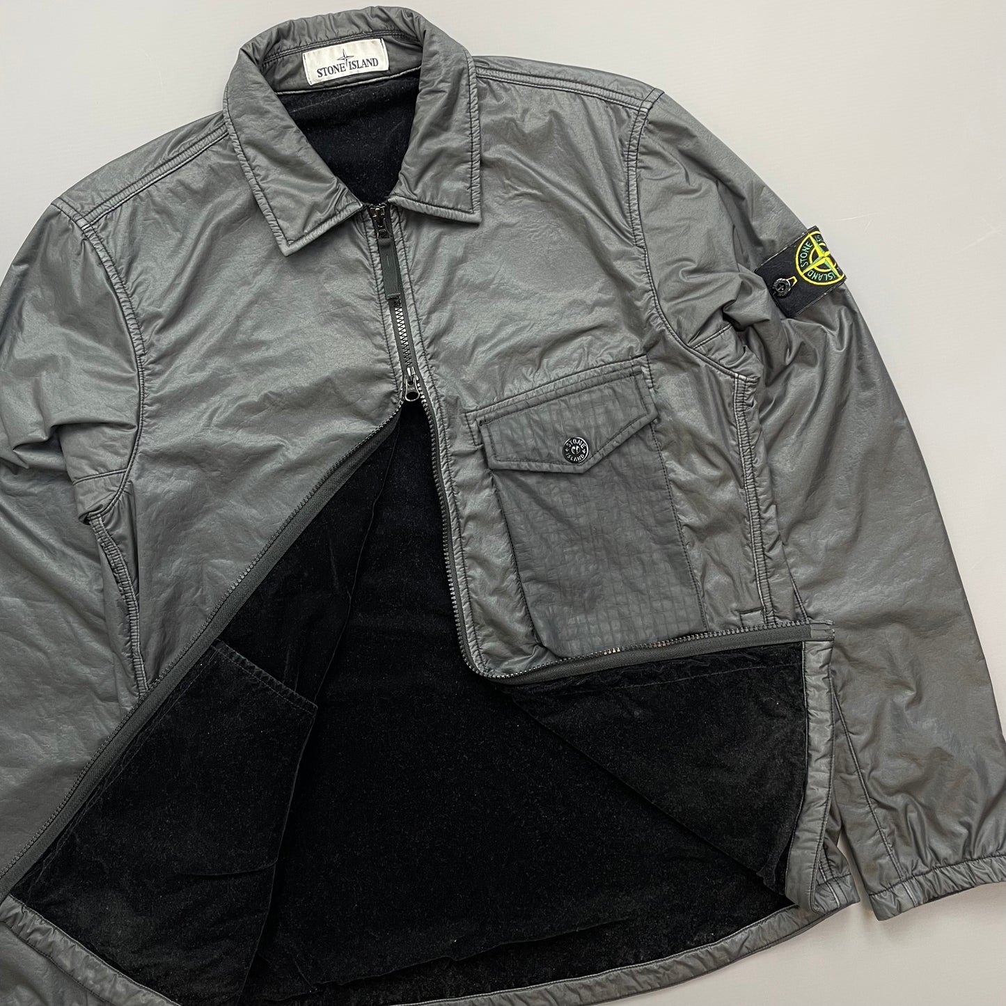 Stone Island Grey AW20 Nylon Lamy Flock Overshirt Jacket