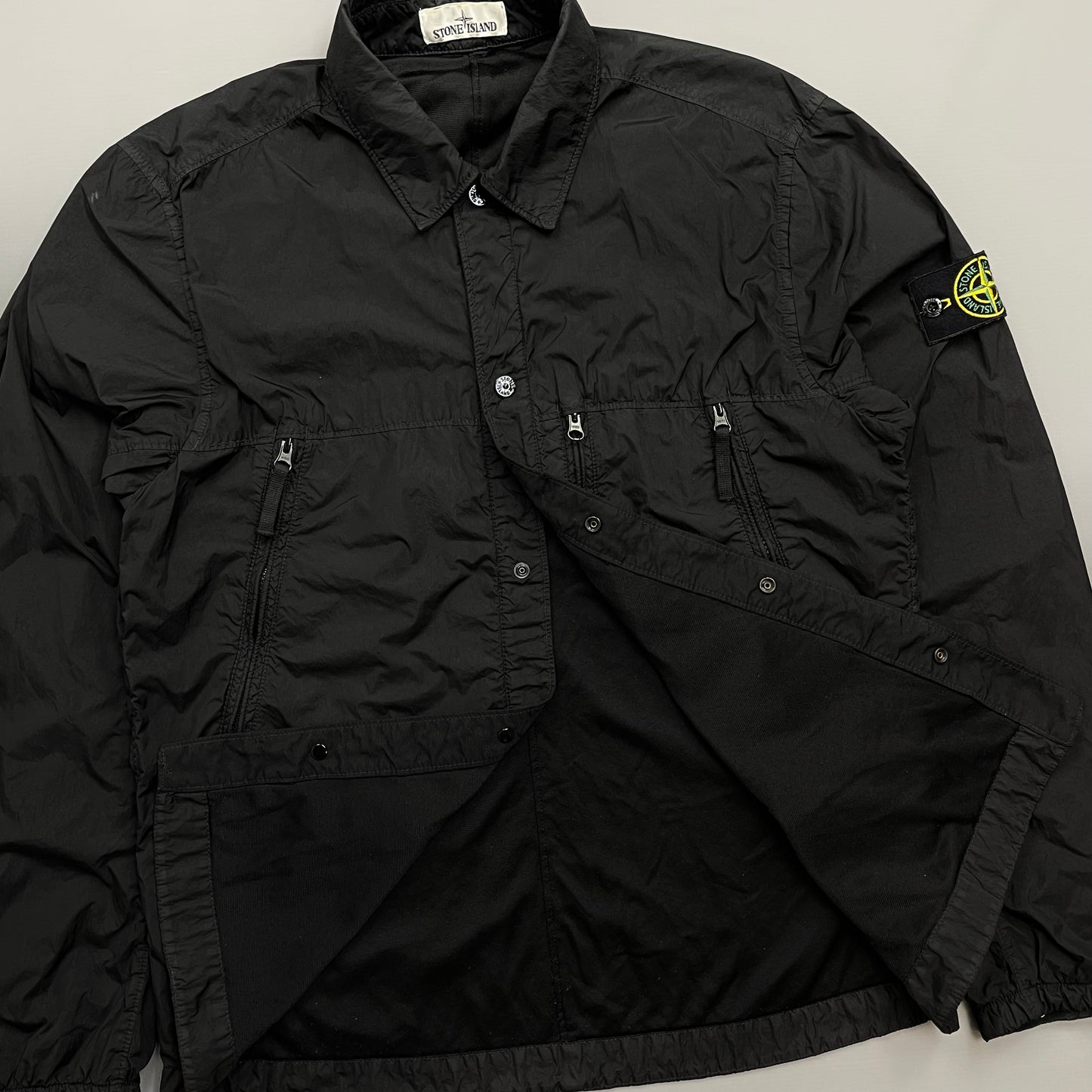 Stone Island Black AW19 Crinkle Reps Lined Overshirt Jacket