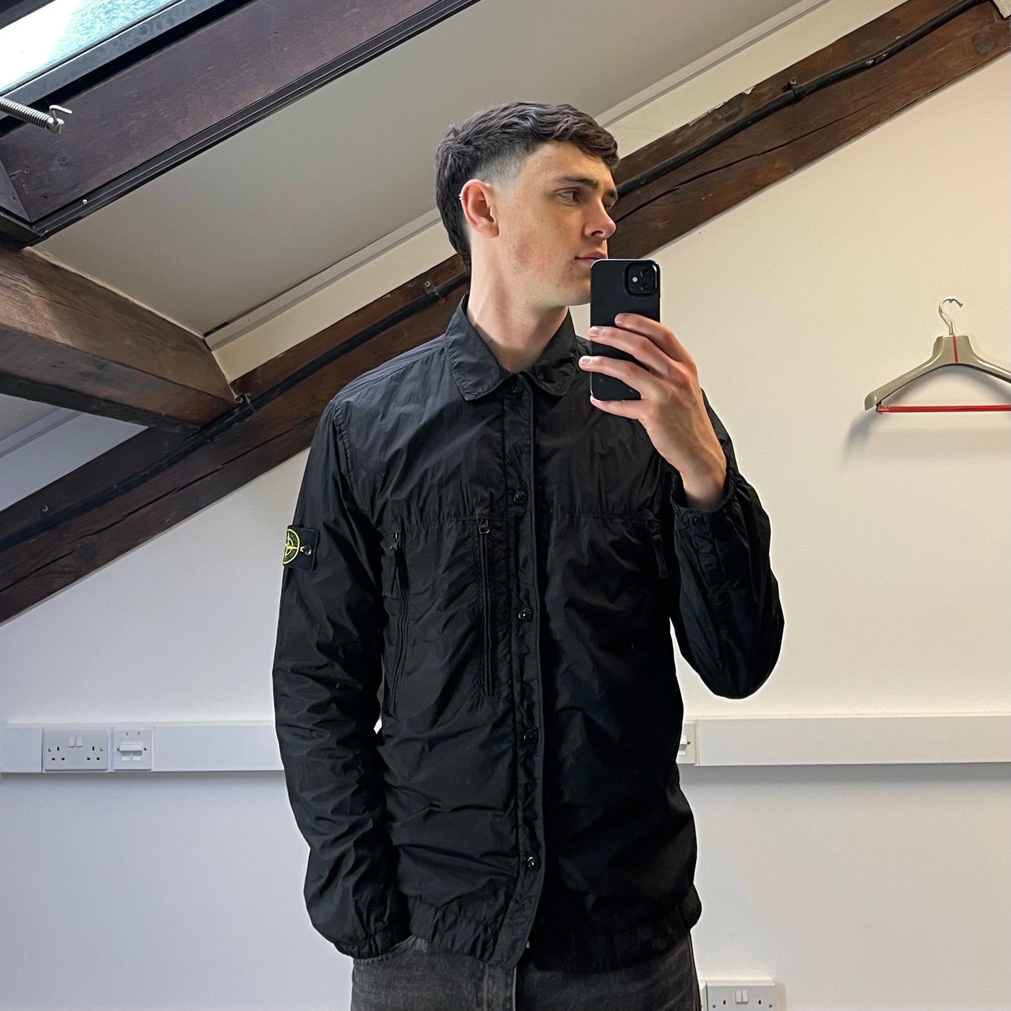 Stone Island Black AW19 Crinkle Reps Lined Overshirt Jacket