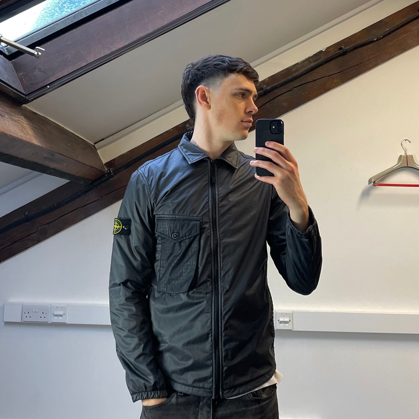 Stone Island Grey AW20 Nylon Lamy Flock Overshirt Jacket