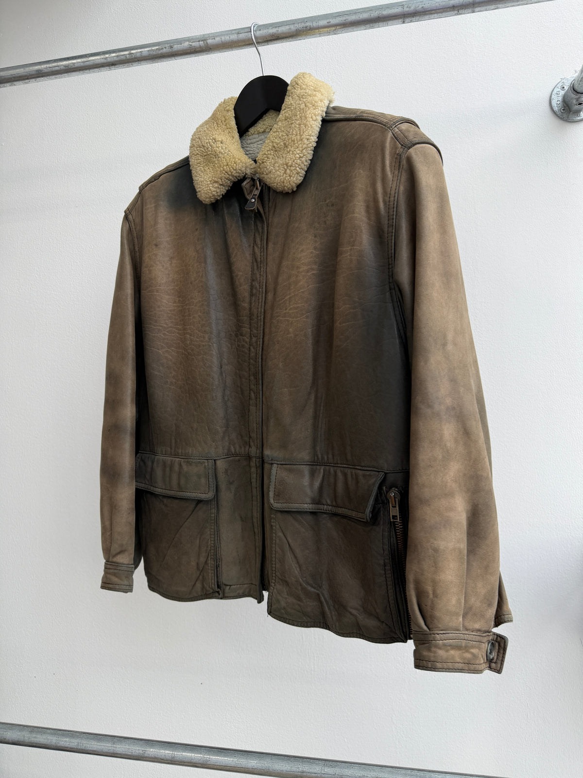 1980s Emporio Armani Leather Shearling Jacket