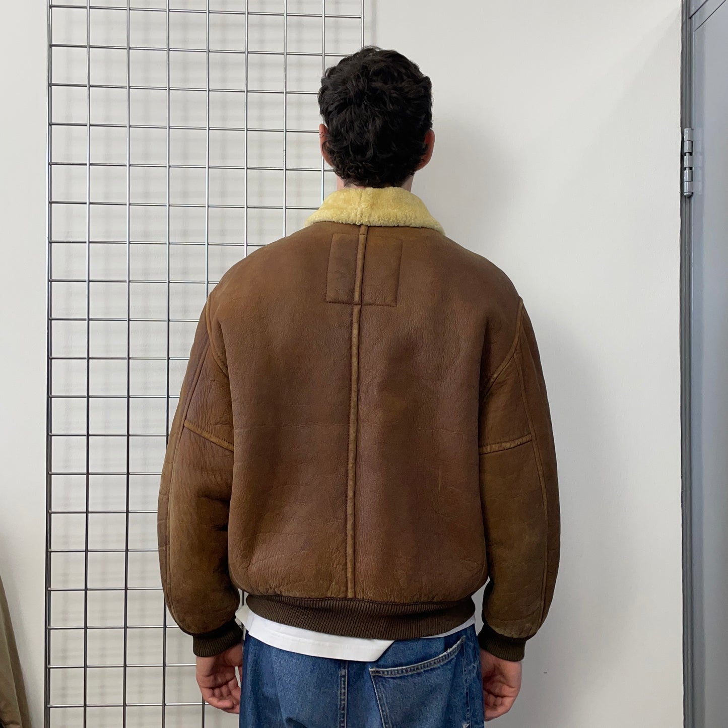 Emporio Armani Brown 80s Shearling Leather Jacket