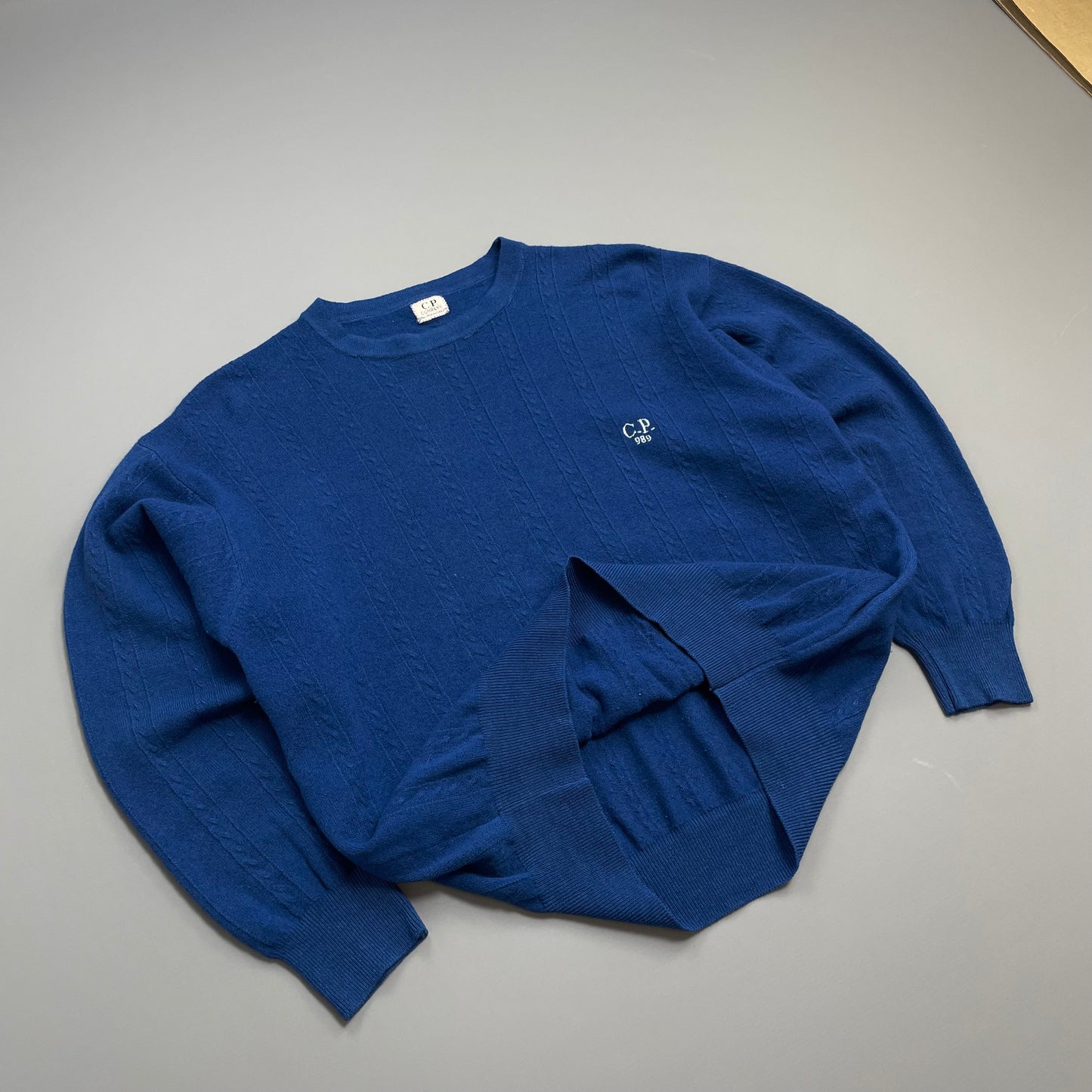 C.P. Company Blue 1989 Ideas from Massimo Osti Wool Cable Knit Jumper
