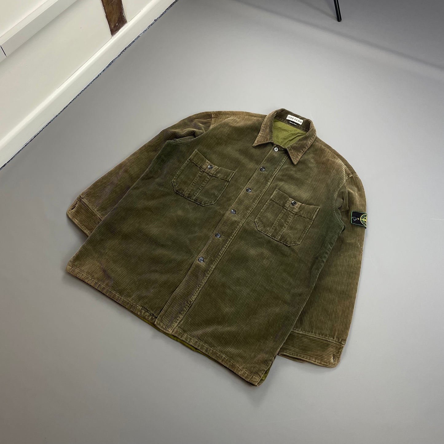 Stone Island Brown AW95 Jumbo Cord Corduroy Green Edge Badge Overshirt Jacket