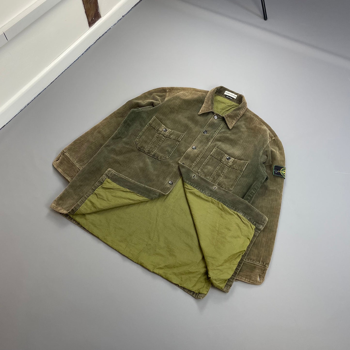 Stone Island Brown AW95 Jumbo Cord Corduroy Green Edge Badge Overshirt Jacket