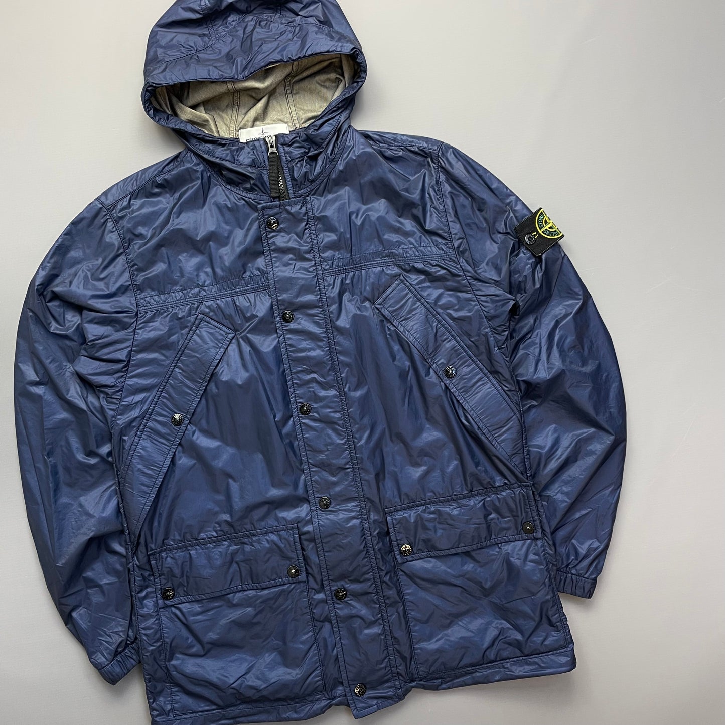 Stone Island Blue SS12 Micro Rip Stop 7 Den / Tyvek Shield Hooded Field Jacket