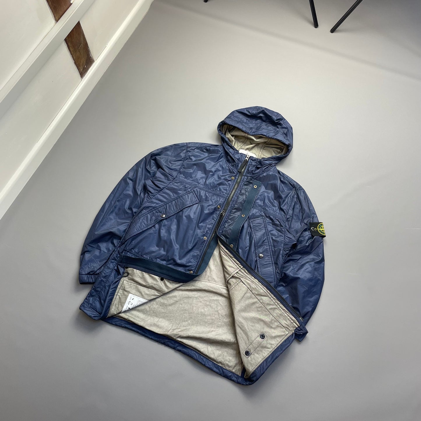 Stone Island Blue SS12 Micro Rip Stop 7 Den / Tyvek Shield Hooded Field Jacket