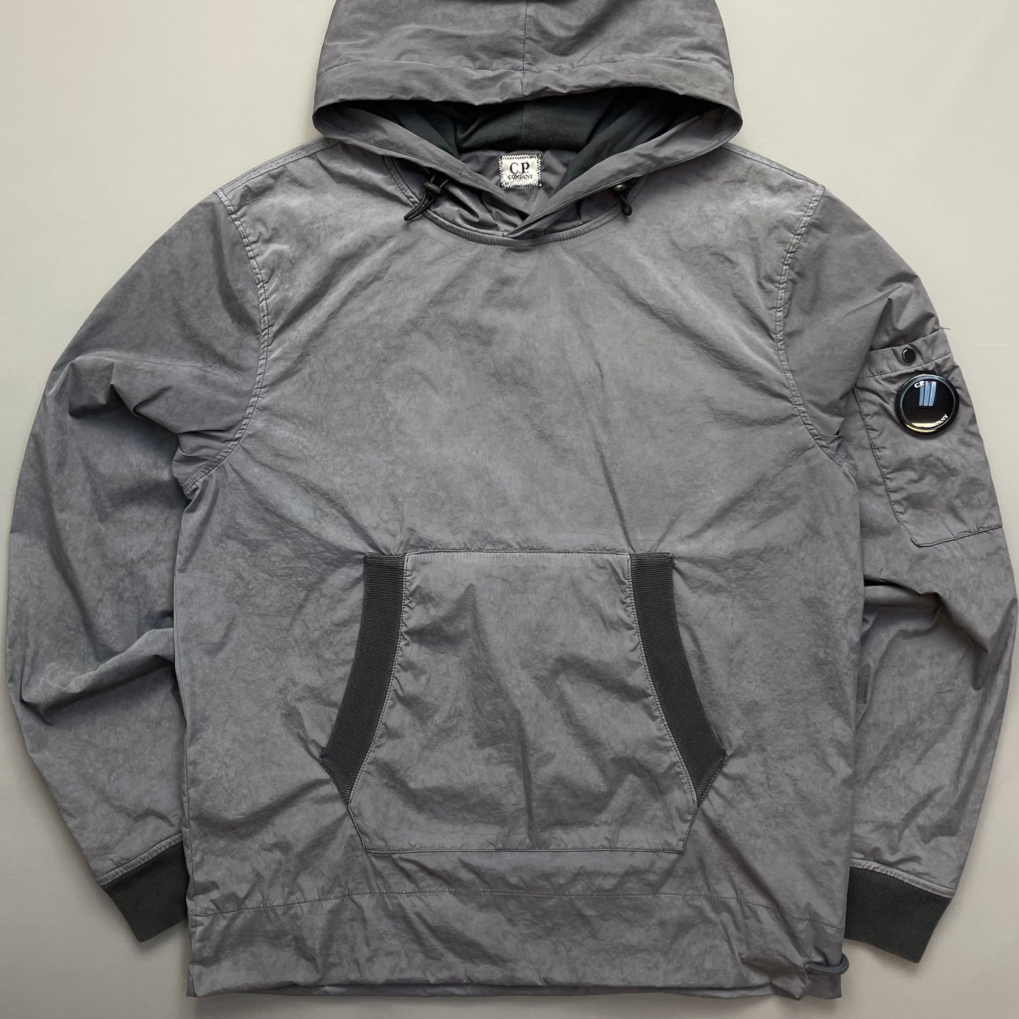 C.P. Company Grey Nylon Hooded Lined Pullover Windbreaker Jacket