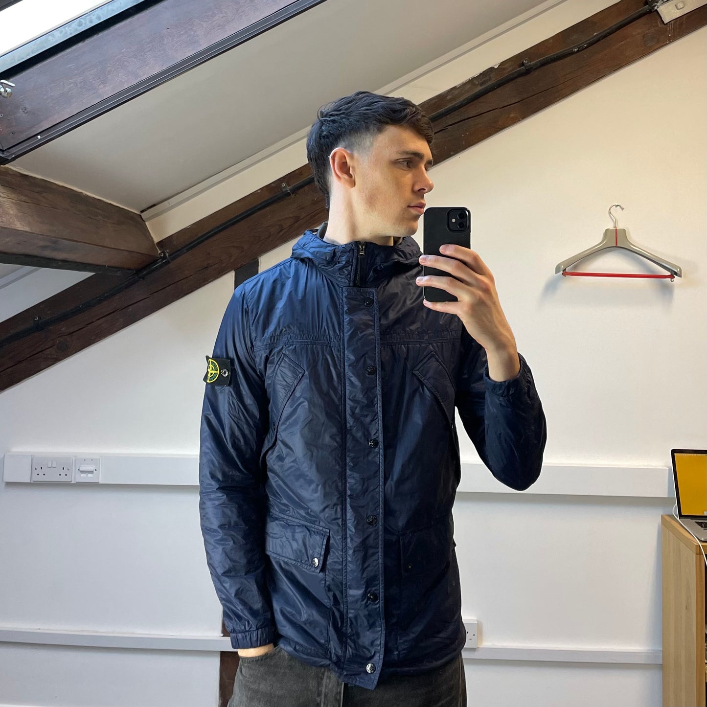 Stone Island Blue SS12 Micro Rip Stop 7 Den / Tyvek Shield Hooded Field Jacket