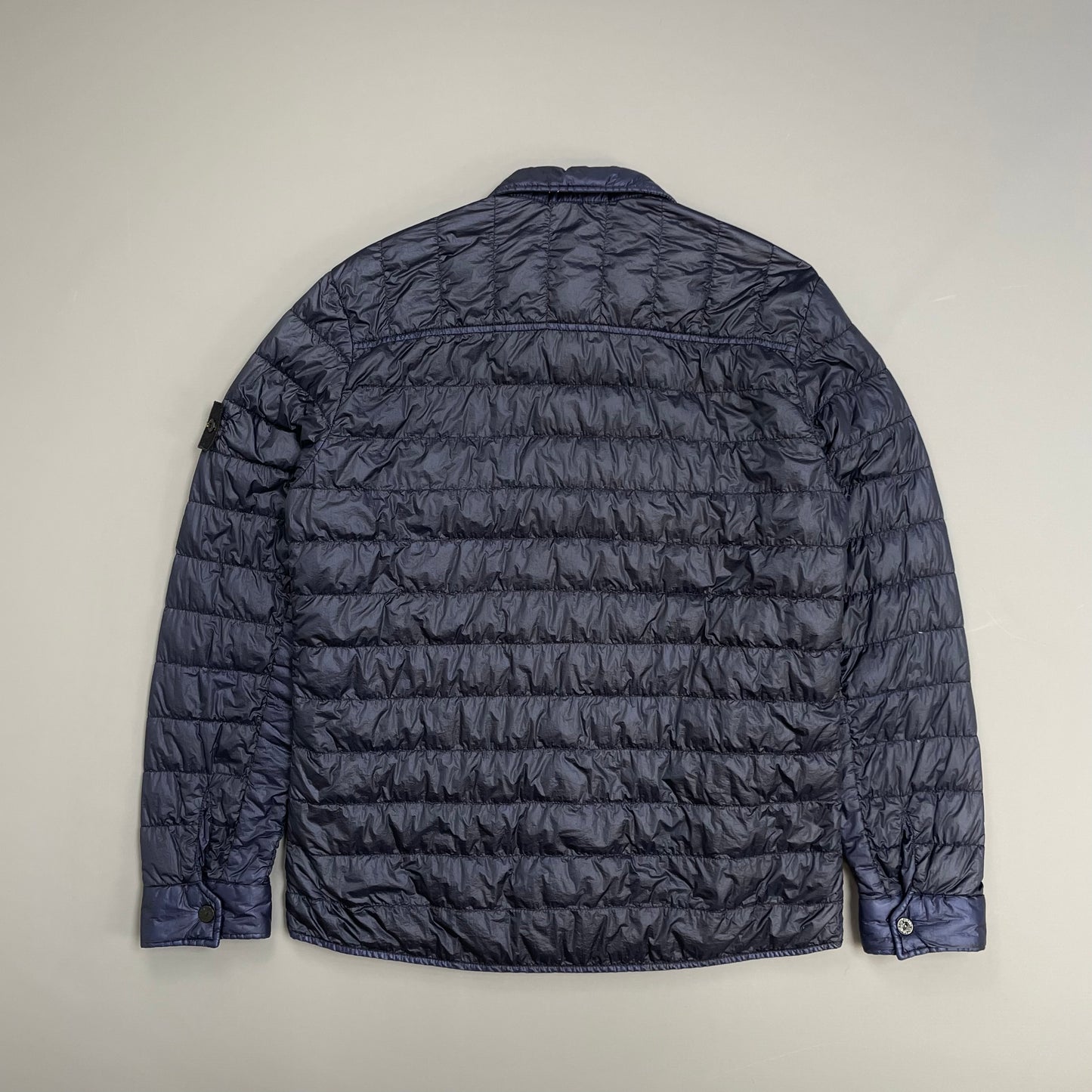 Stone Island Navy Blue SS16 Two-Tone Down Lightweight Puffer Overshirt Jacket