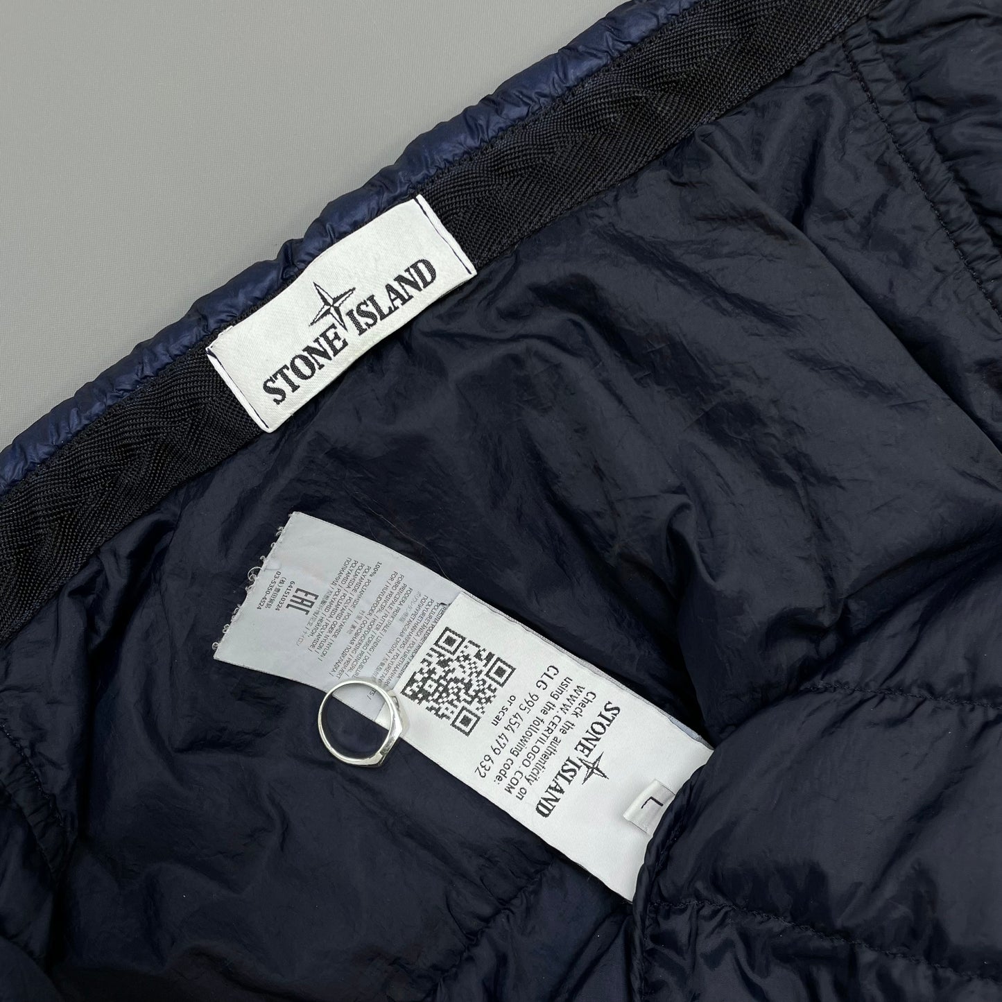 Stone Island Navy Blue SS16 Two-Tone Down Lightweight Puffer Overshirt Jacket