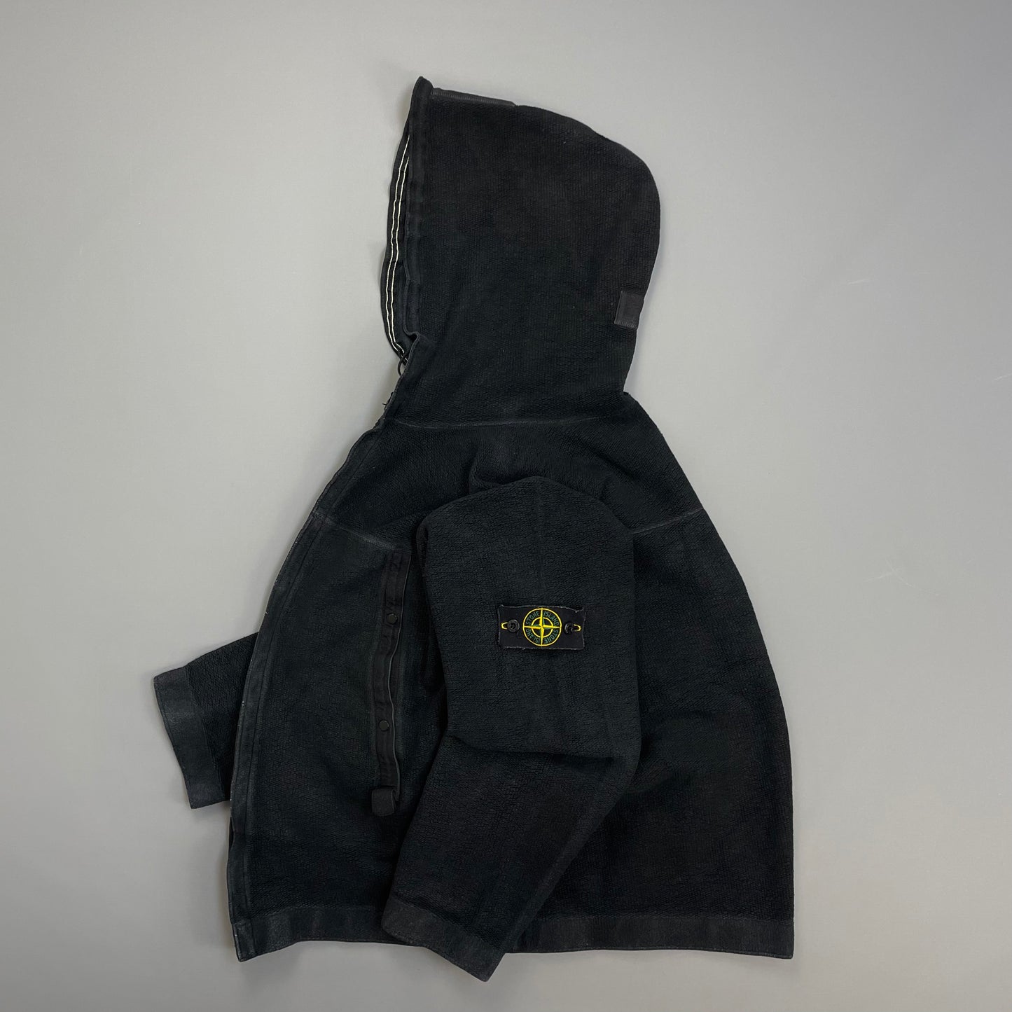 Stone Island Black AW03 Zip-Through Fleece Hooded Jacket