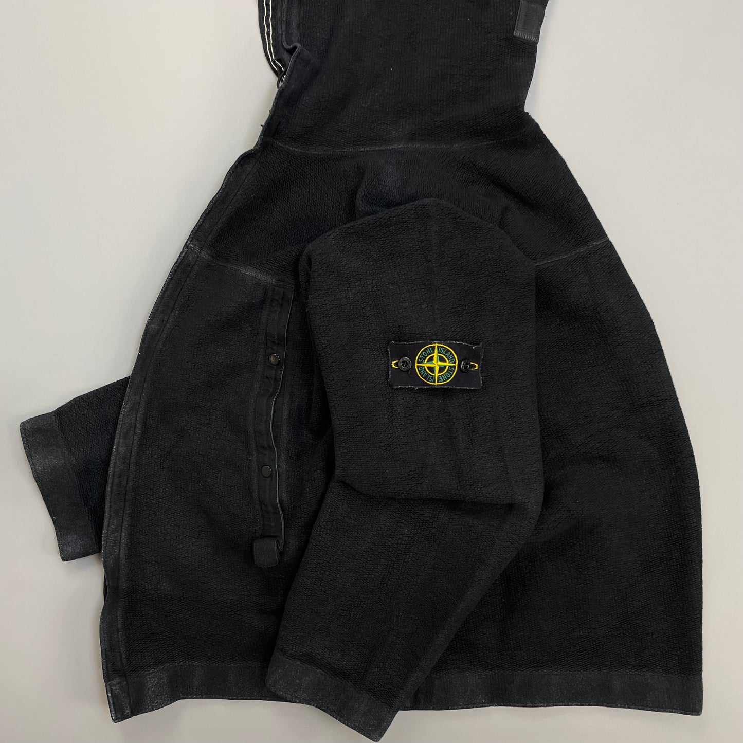 Stone Island Black AW03 Zip-Through Fleece Hooded Jacket