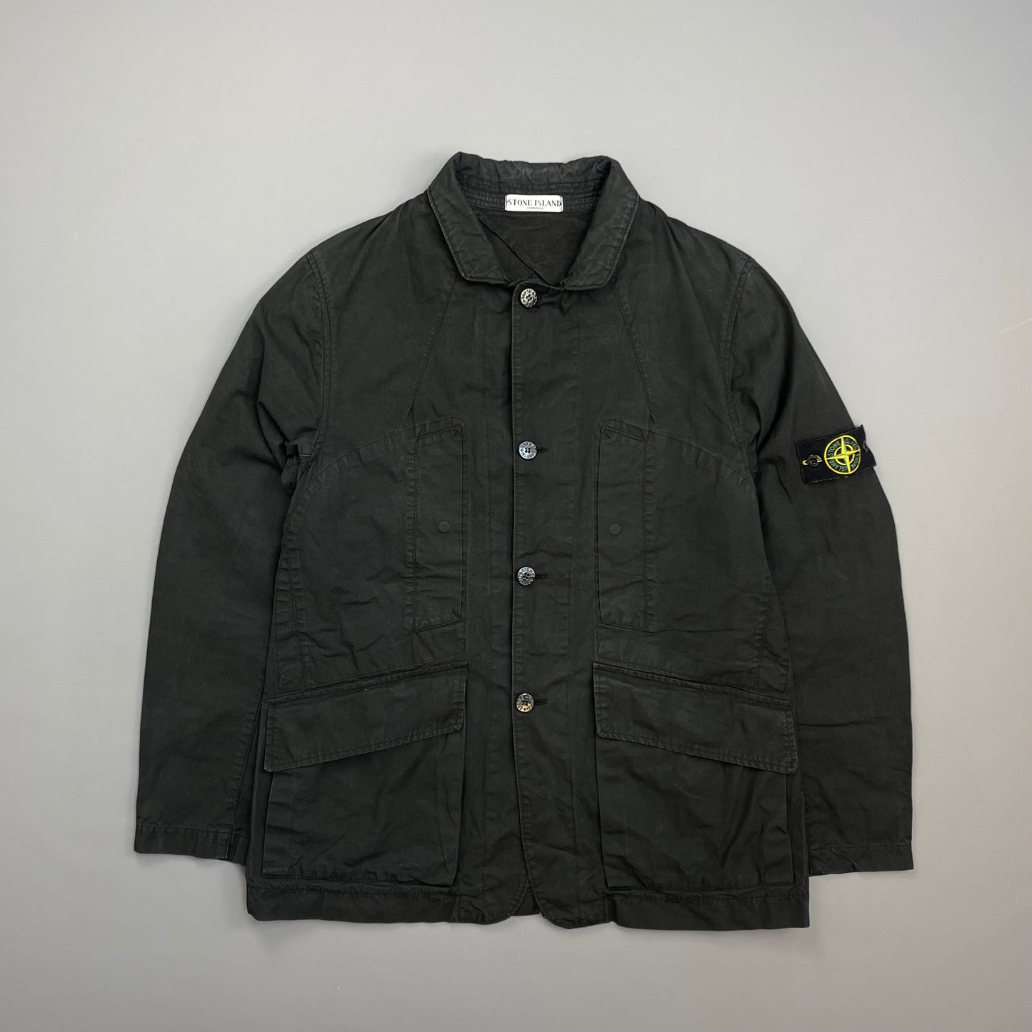Stone Island Black SS07 Coated Cotton Canvas Button-Through Field Jacket